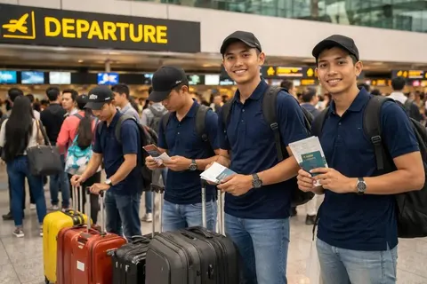Candidates at airport departure gate