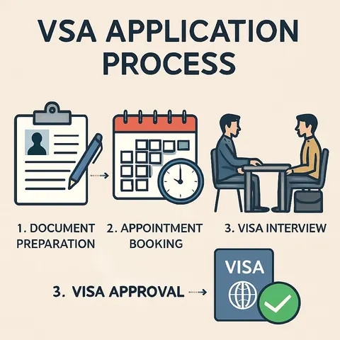 Visa application paperwork being completed